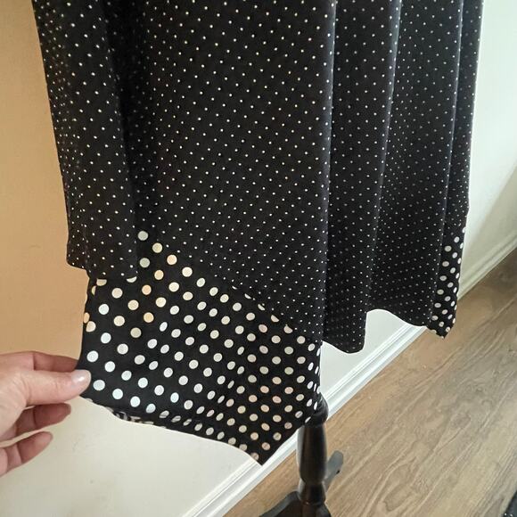 Zac & Rachel women's blouse Large shark tail black and white polka dot L/S - Picture 14 of 15